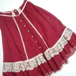 GUNNE SAX JEUNES FILLES Red Vintage Prairie Skirt